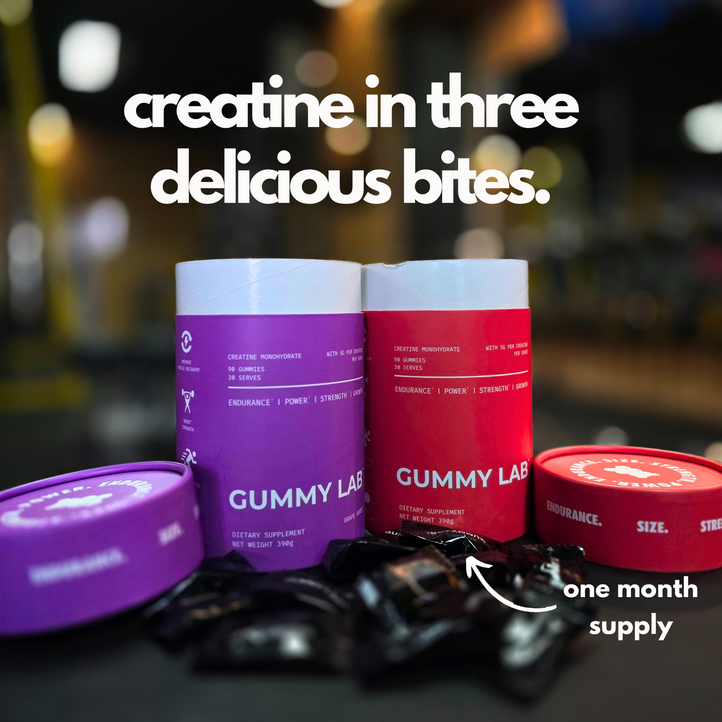 Creatine Monohydrate Gummies 5G Grape Burst 90 Individually Wrapped Pieces