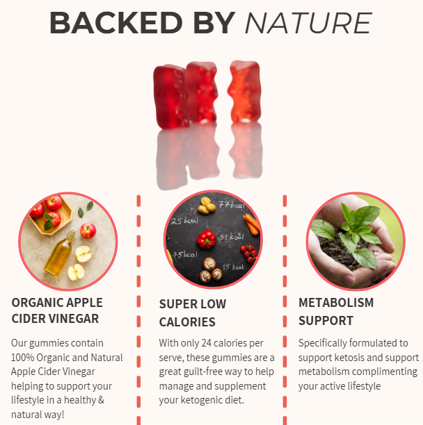 Keto+ Apple Cider Vinegar Gummies 2000mg Raspberry Flavour
