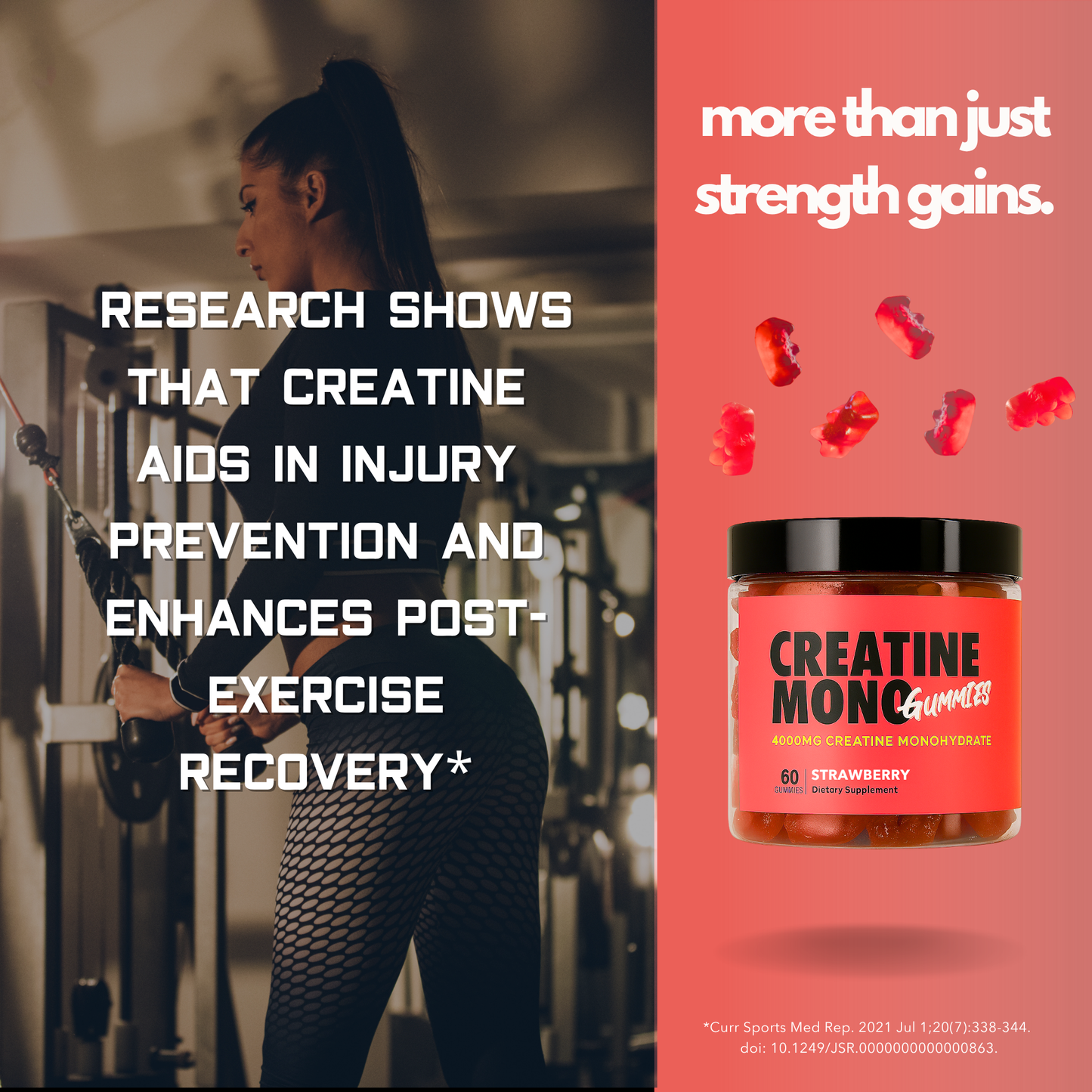 Creatine Monohydrate Gummies 4g per serve - Strawberry