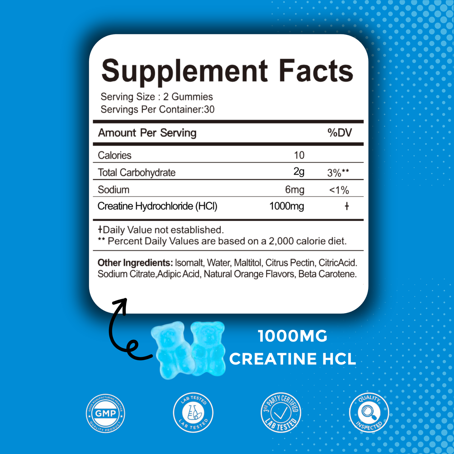 Creatine HCL Gummies - Blueberry Flavour image 7