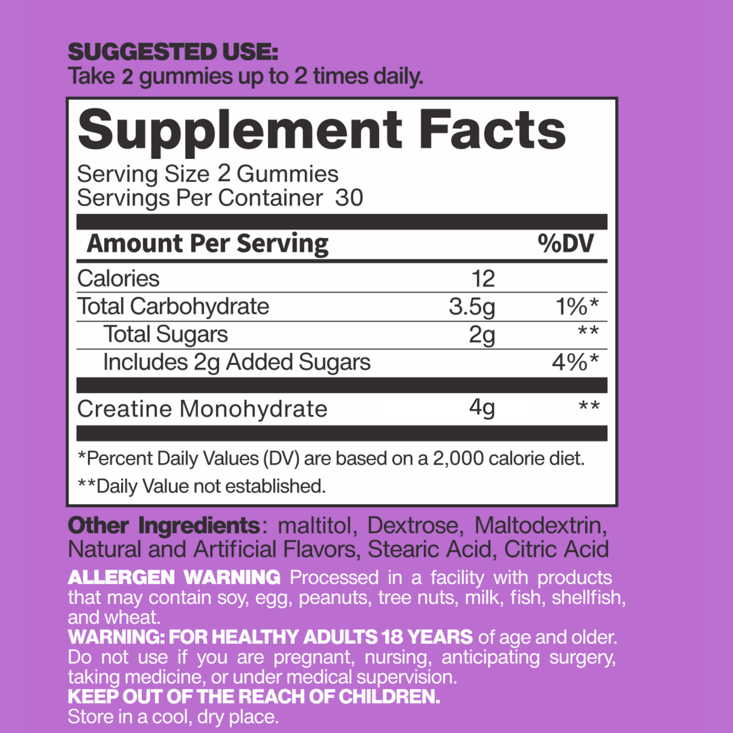 Creatine Monohydrate Gummies 4g GRAPE BURST