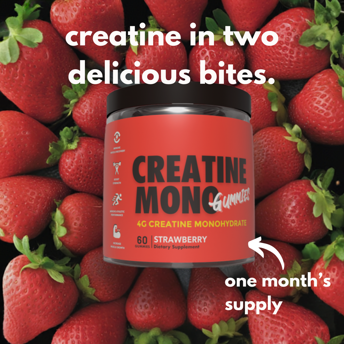 Creatine Monohydrate Gummies 4g per serve - Strawberry image 2