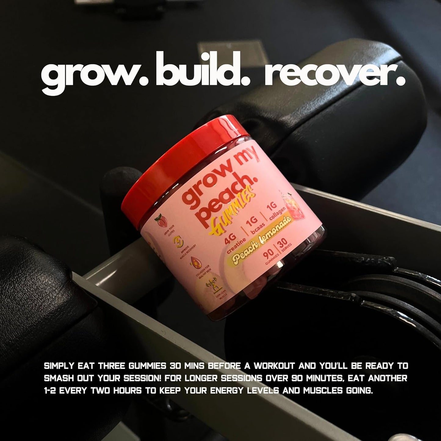 Grow My Peach Gummies - Booty Builder with Creatine, BCAAs & Collagen