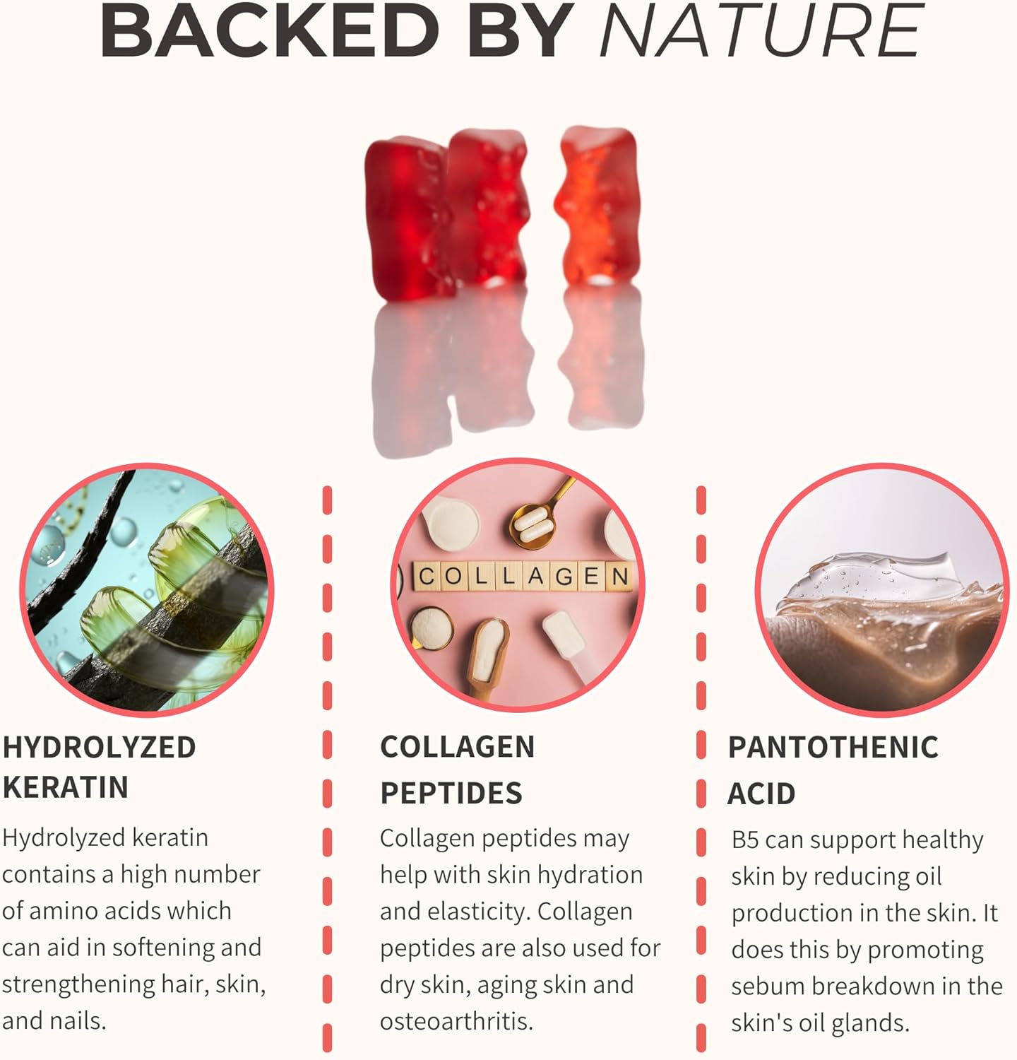 Glow+ Collagen Gummies with Biotin & Hydrolyzed Keratin - Strawberry Flavour