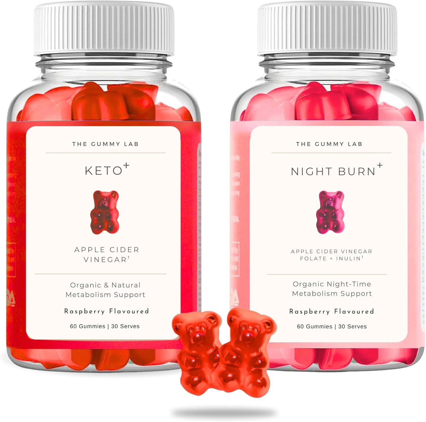 Night Burn + Day Burn Gummies Twin Pack - Raspberry Flavour