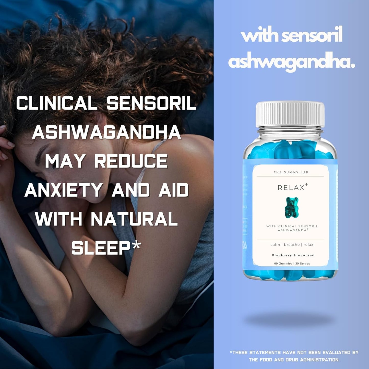 Relax+ Sleep Gummies with Clinical Sensoril Ashwaganda