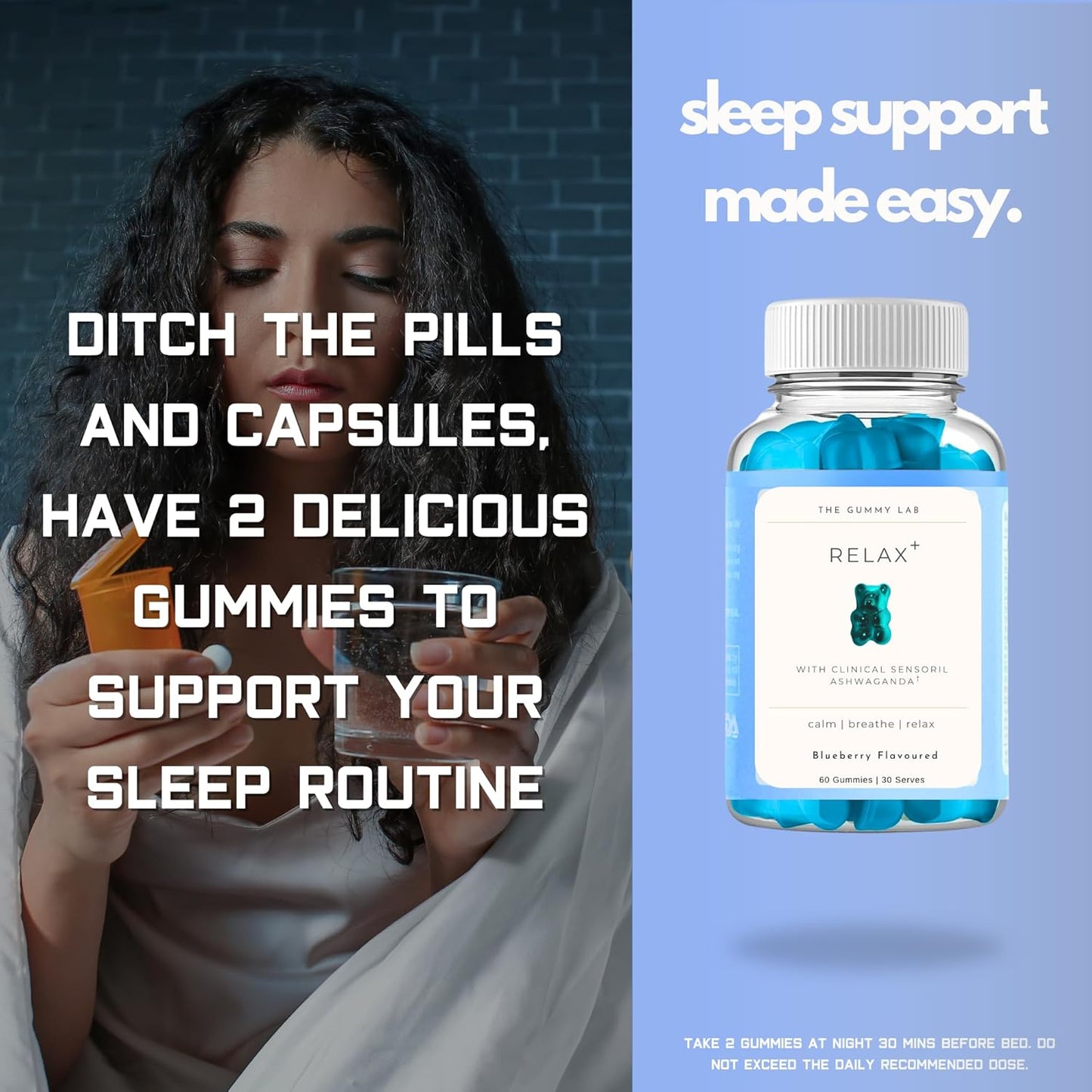 Relax+ Sleep Gummies with Clinical Sensoril Ashwaganda