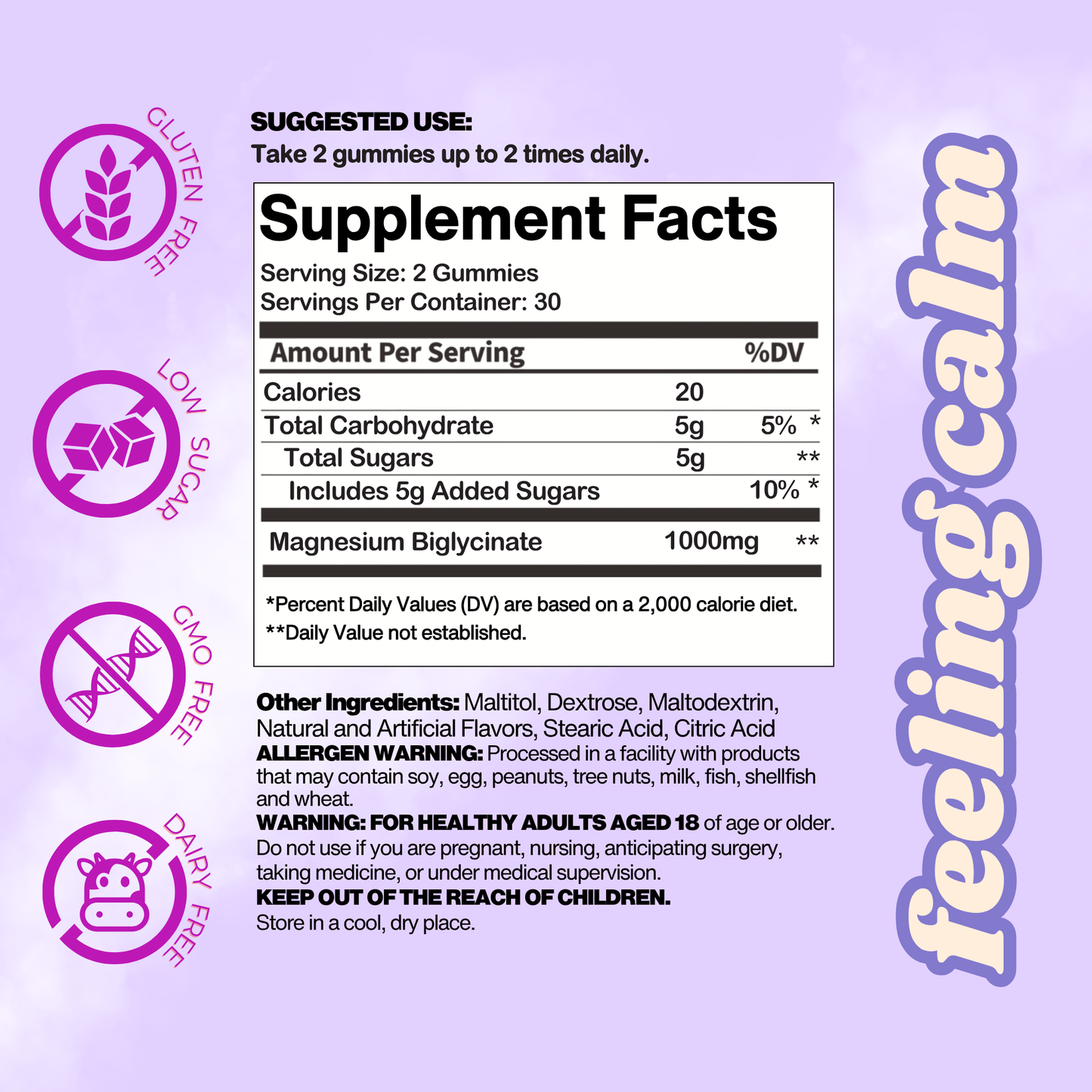 Sleep Gummies with Magnesium Glycinate – 1000mg Wildberry Flavor 30 Servings