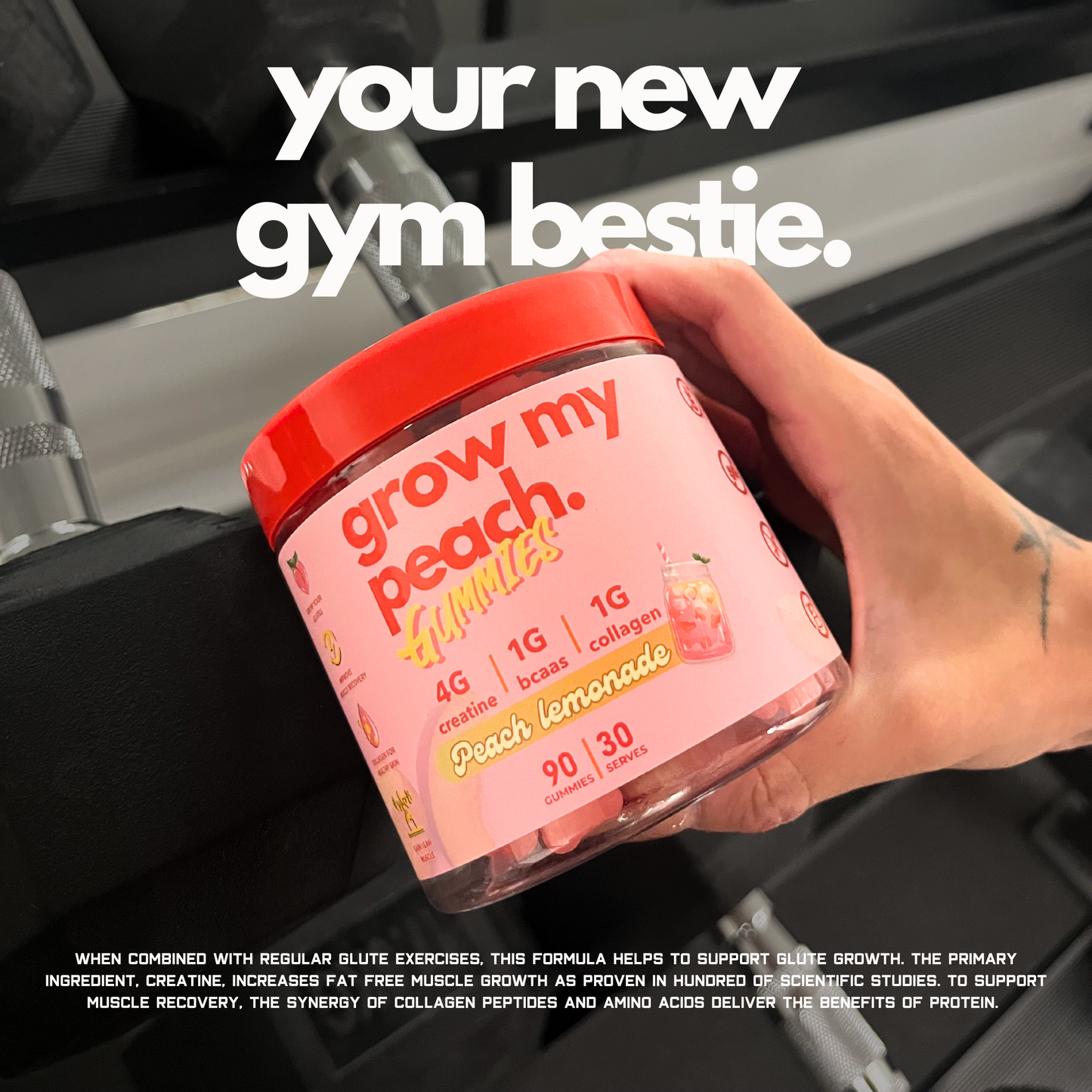 Grow My Peach Gummies - Booty Builder with Creatine, BCAAs & Collagen