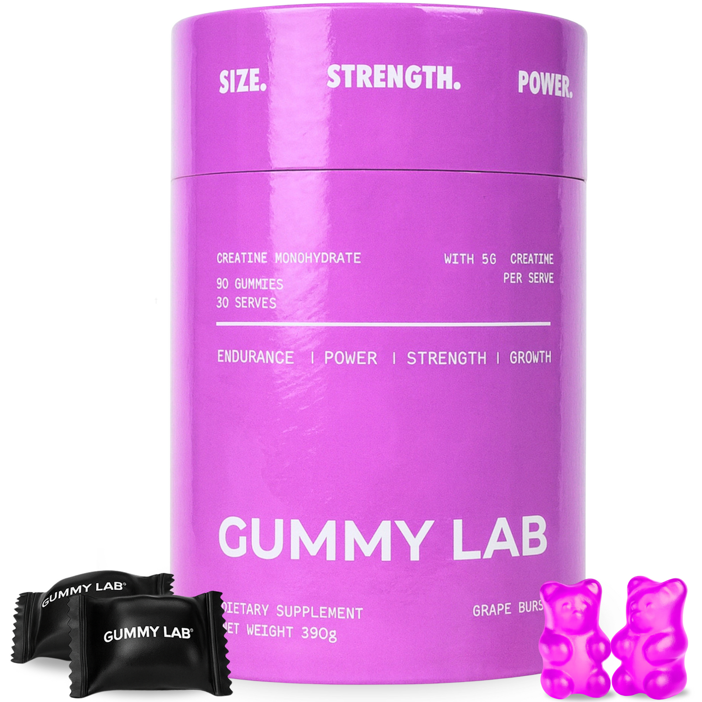 Creatine Monohydrate Gummies 5G Grape Burst 90 Individually Wrapped Pieces