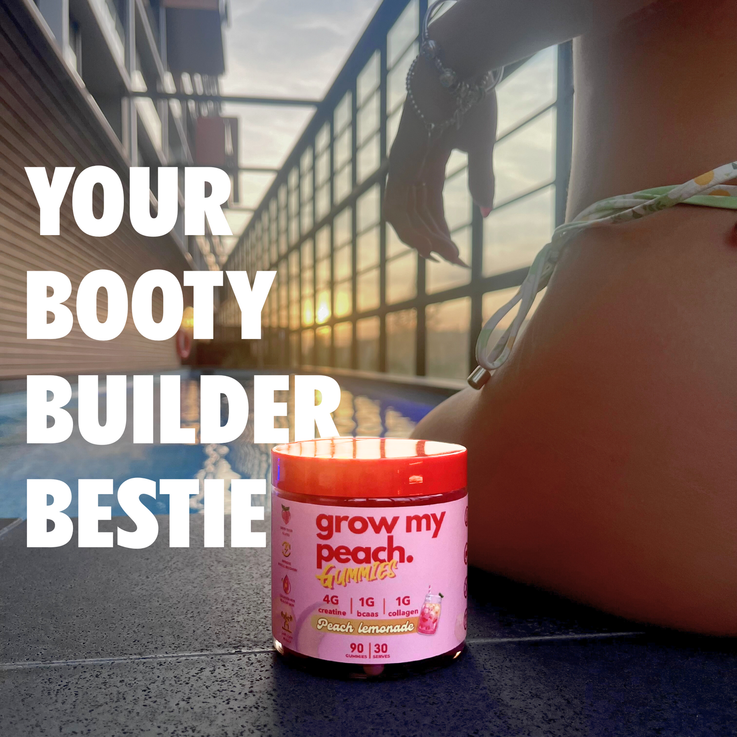 Grow My Peach Gummies - Booty Builder with Creatine, BCAAs & Collagen