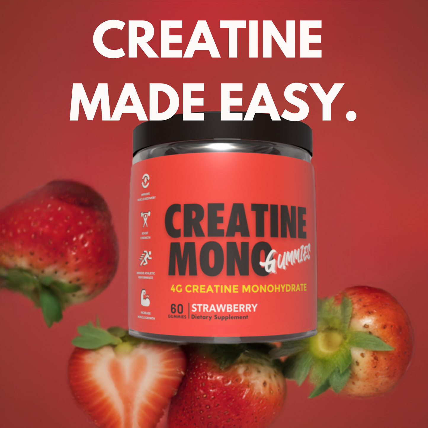 Creatine Monohydrate Gummies 4g per serve - Strawberry image 1