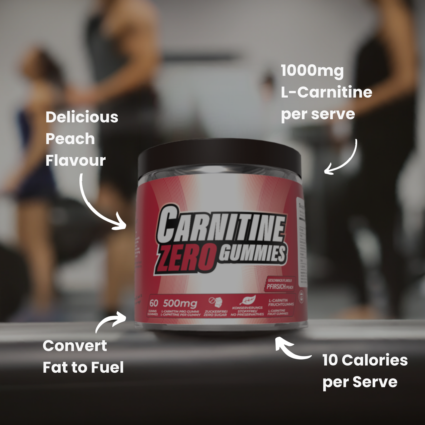 L-Carnitine Gummies 1000mg German Engineered Peach Flavour image 4