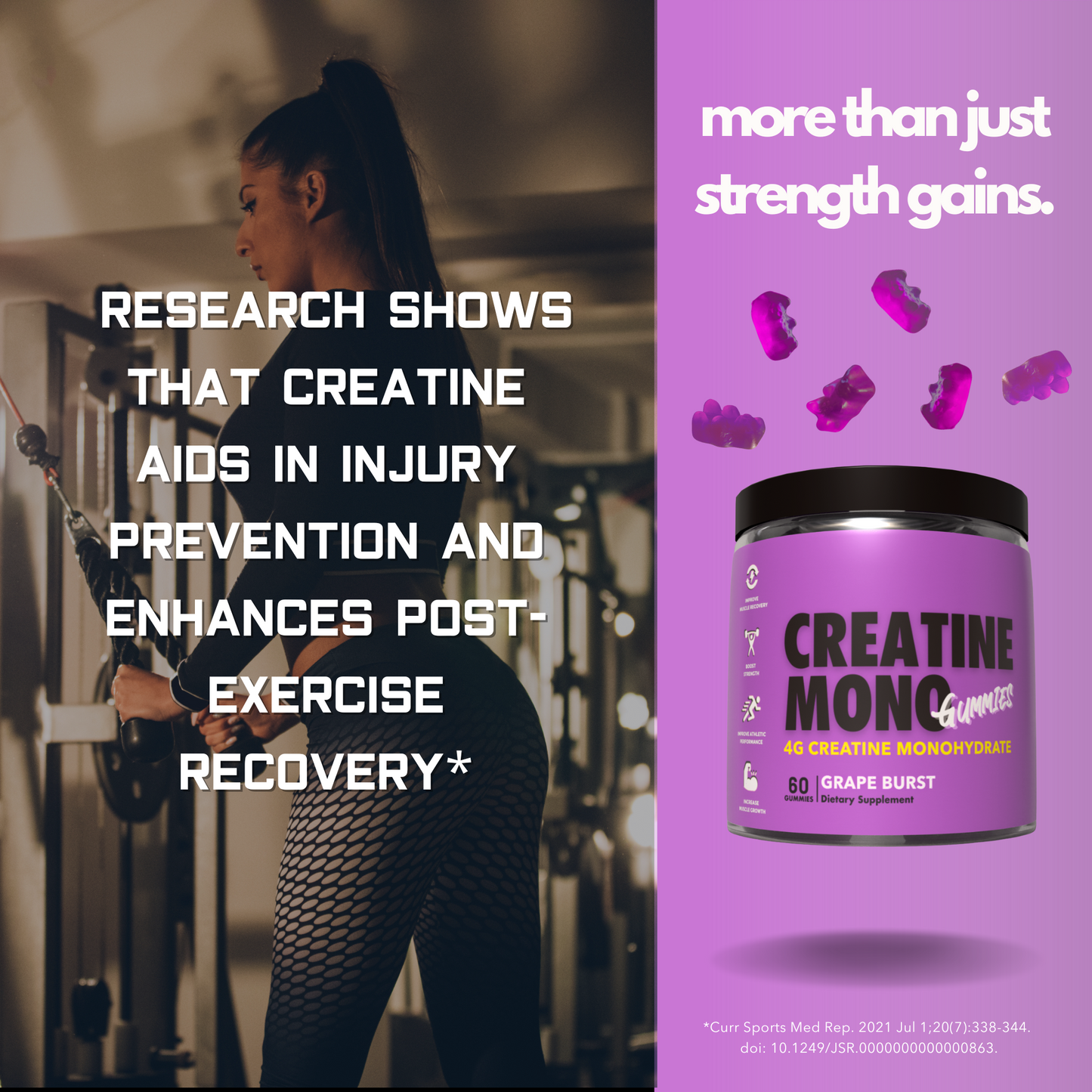 Creatine Monohydrate Gummies 4g GRAPE BURST