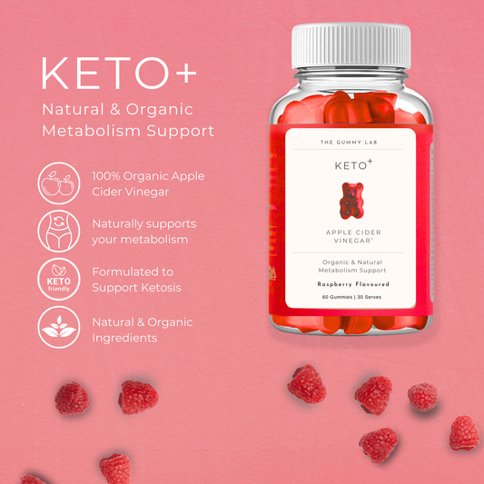 Keto+ Apple Cider Vinegar Gummies 2000mg Raspberry Flavour