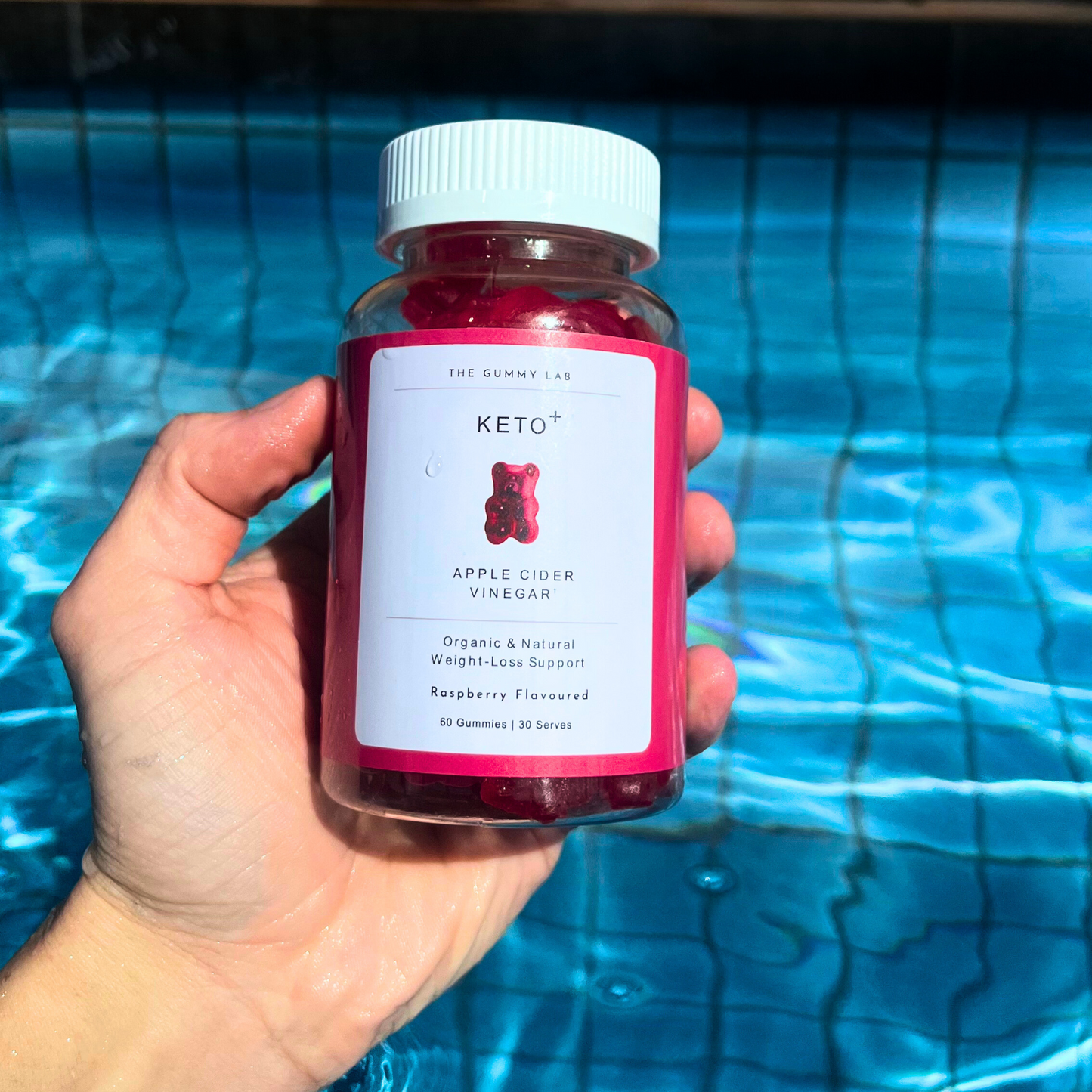 Keto+ Apple Cider Vinegar Gummies 2000mg Raspberry Flavour