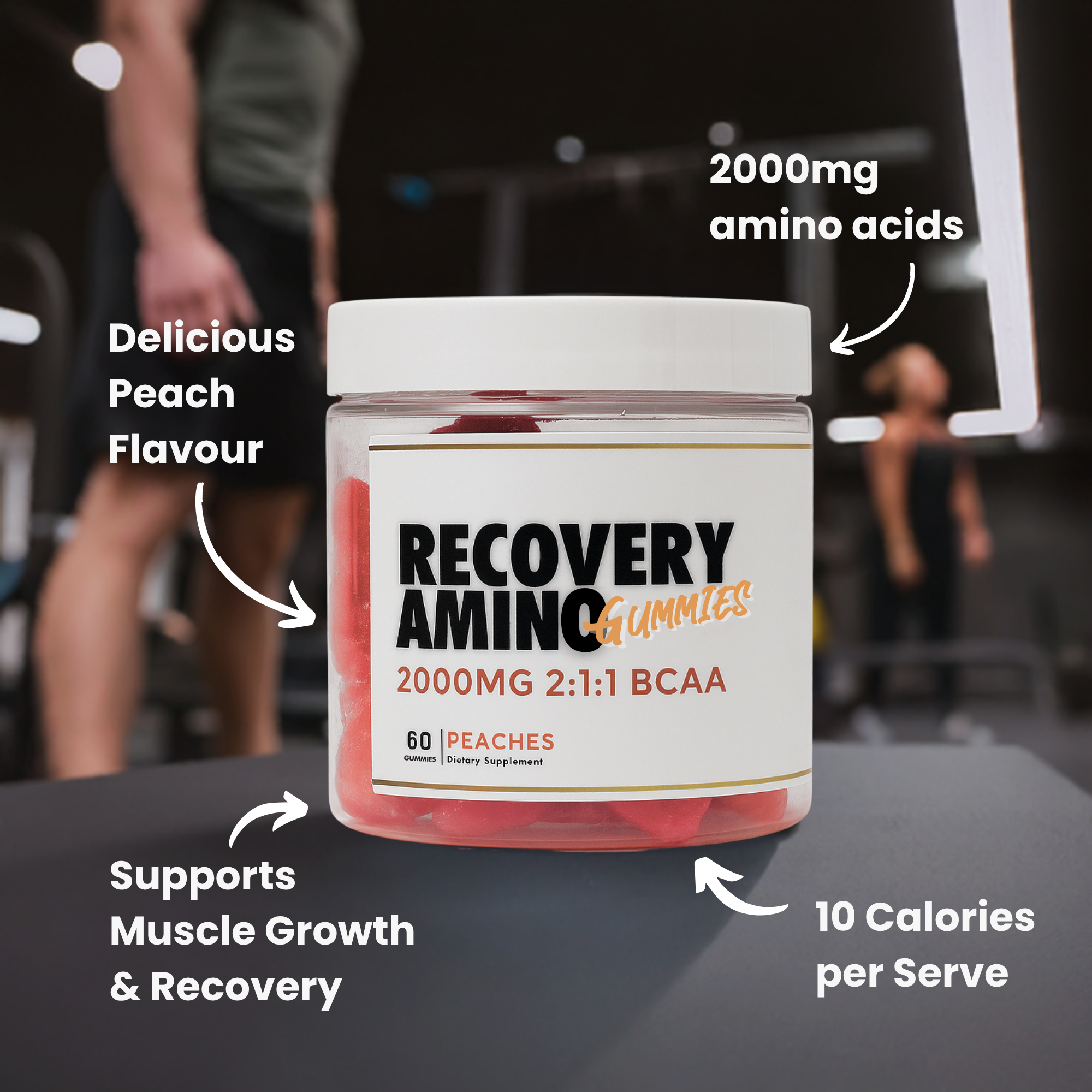 BCAA Gummies - 2:1:1 Branched Chain Amino Acids Peach Flavour