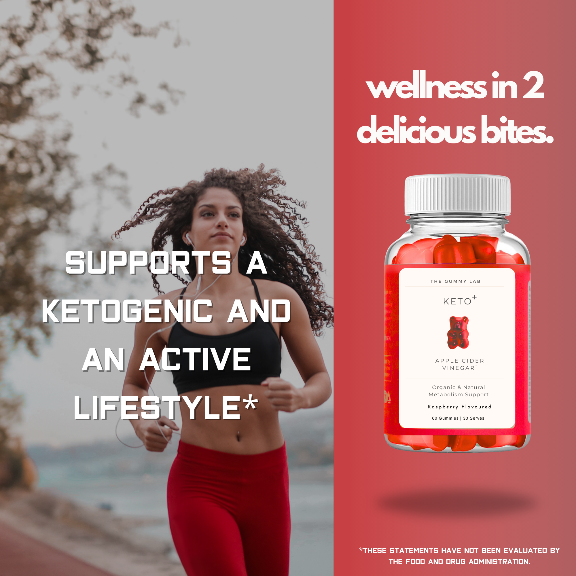Keto+ Apple Cider Vinegar Gummies 2000mg Raspberry Flavour