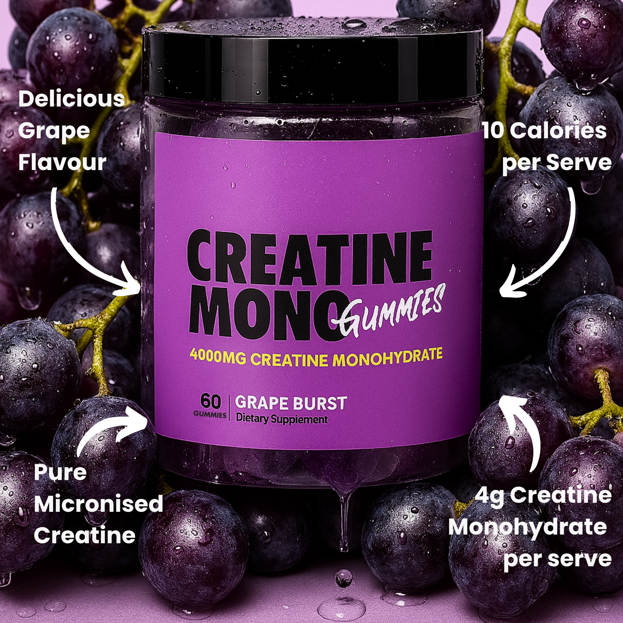 Creatine Monohydrate Gummies 4g GRAPE BURST