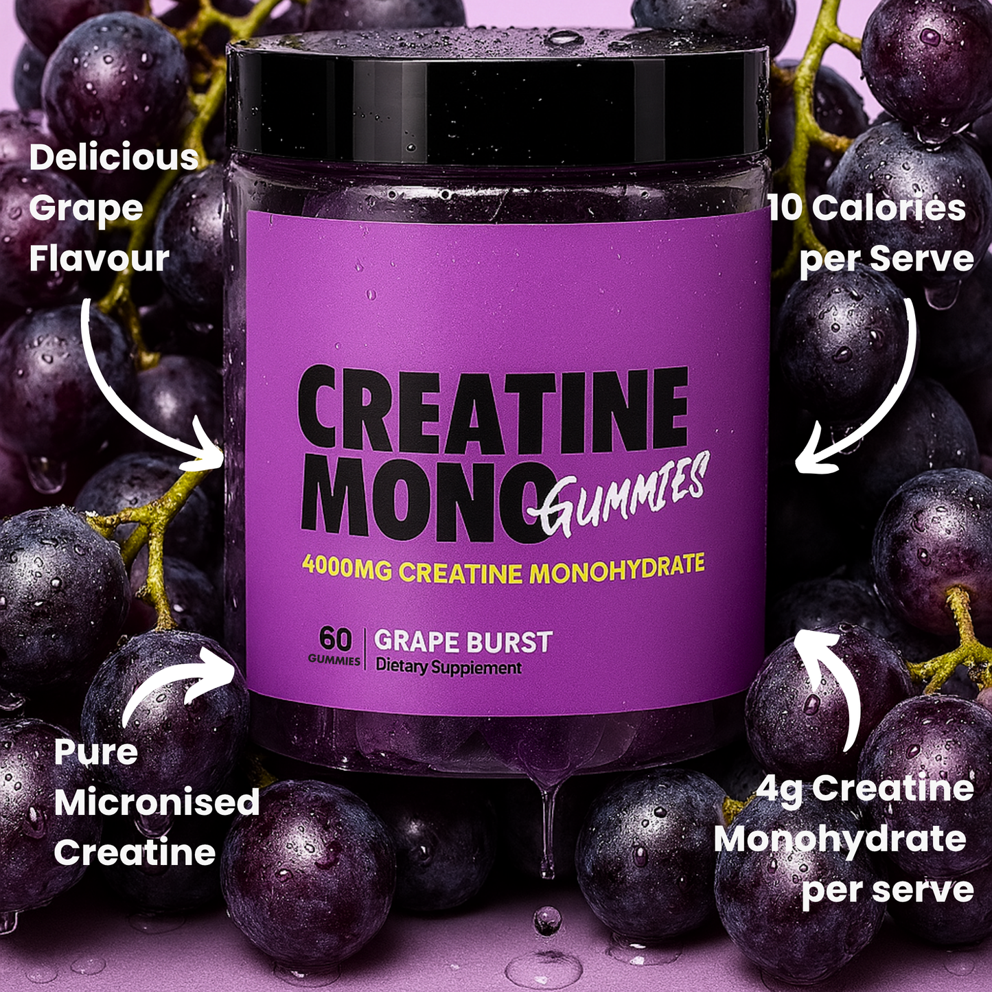 Creatine Monohydrate Gummies 4g GRAPE BURST
