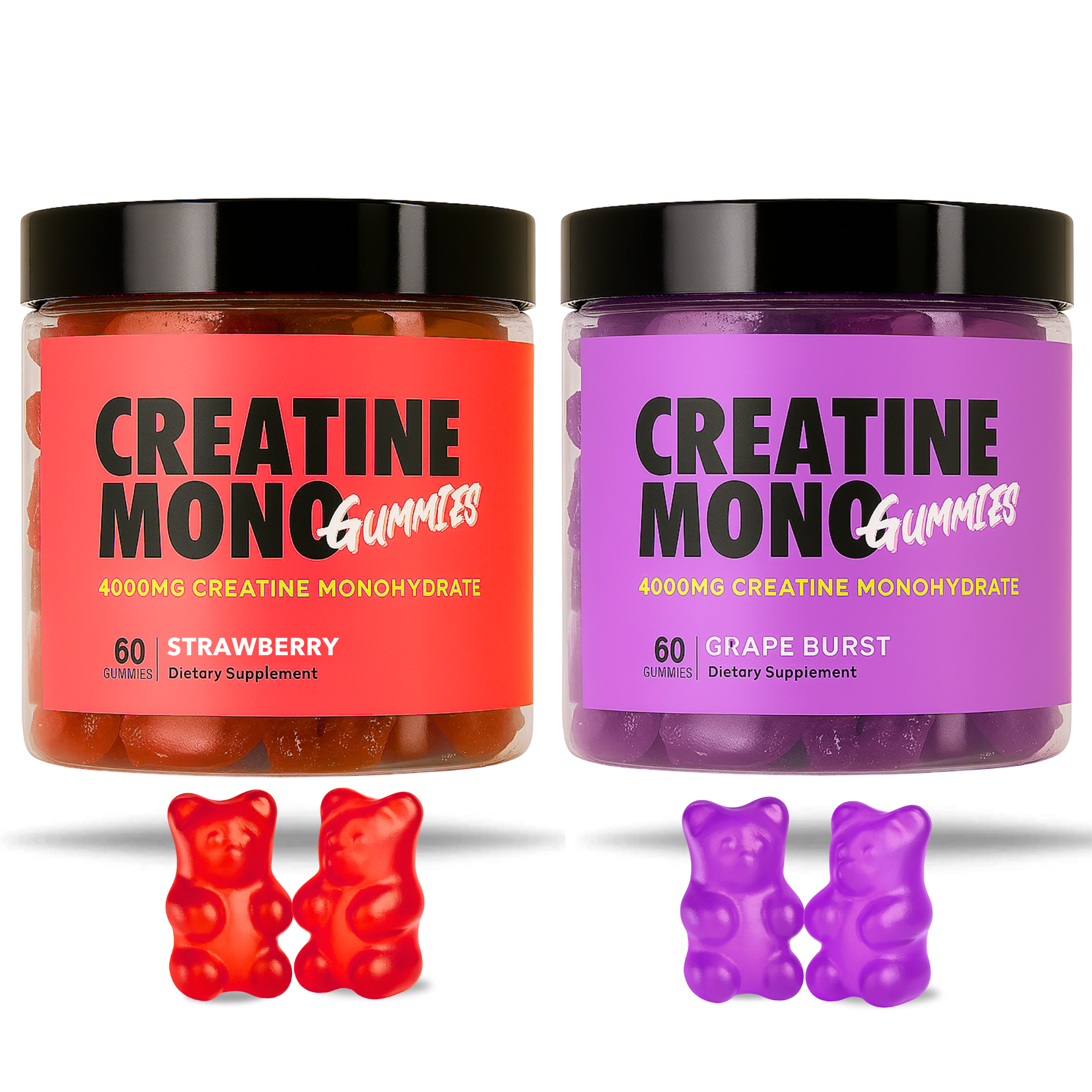 Creatine Monohydrate 4G Gummies Twin Pack Strawberry & Grape
