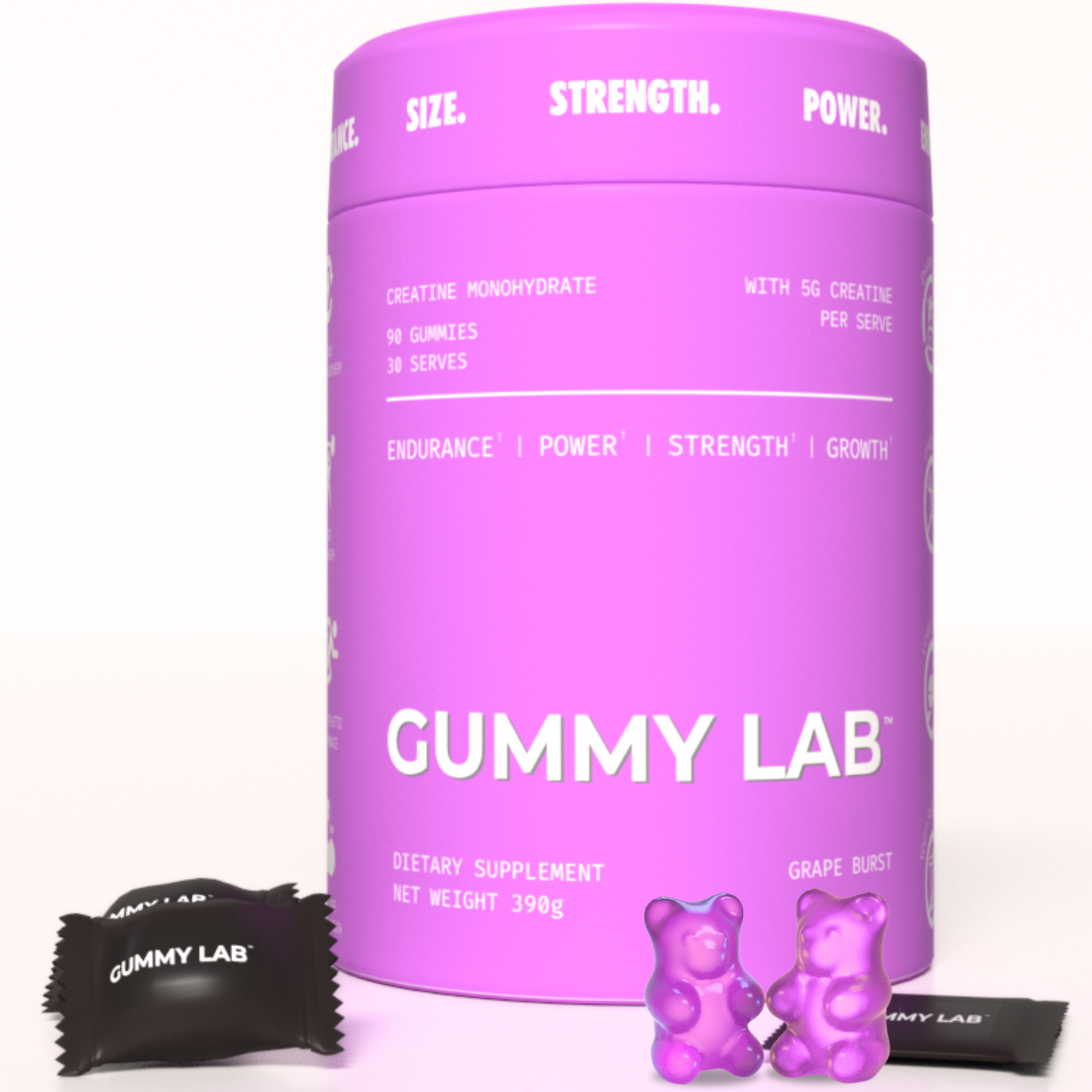 Creatine Monohydrate Gummies 5G Grape Burst 90 Individually Wrapped Pieces