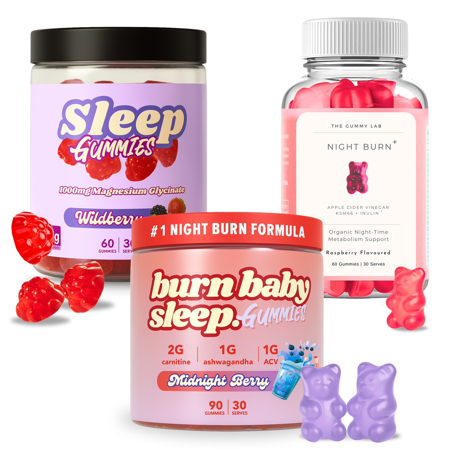 Night Recovery Triple Stack – Night Burn + Burn Baby Sleep + MG2+ Gummies