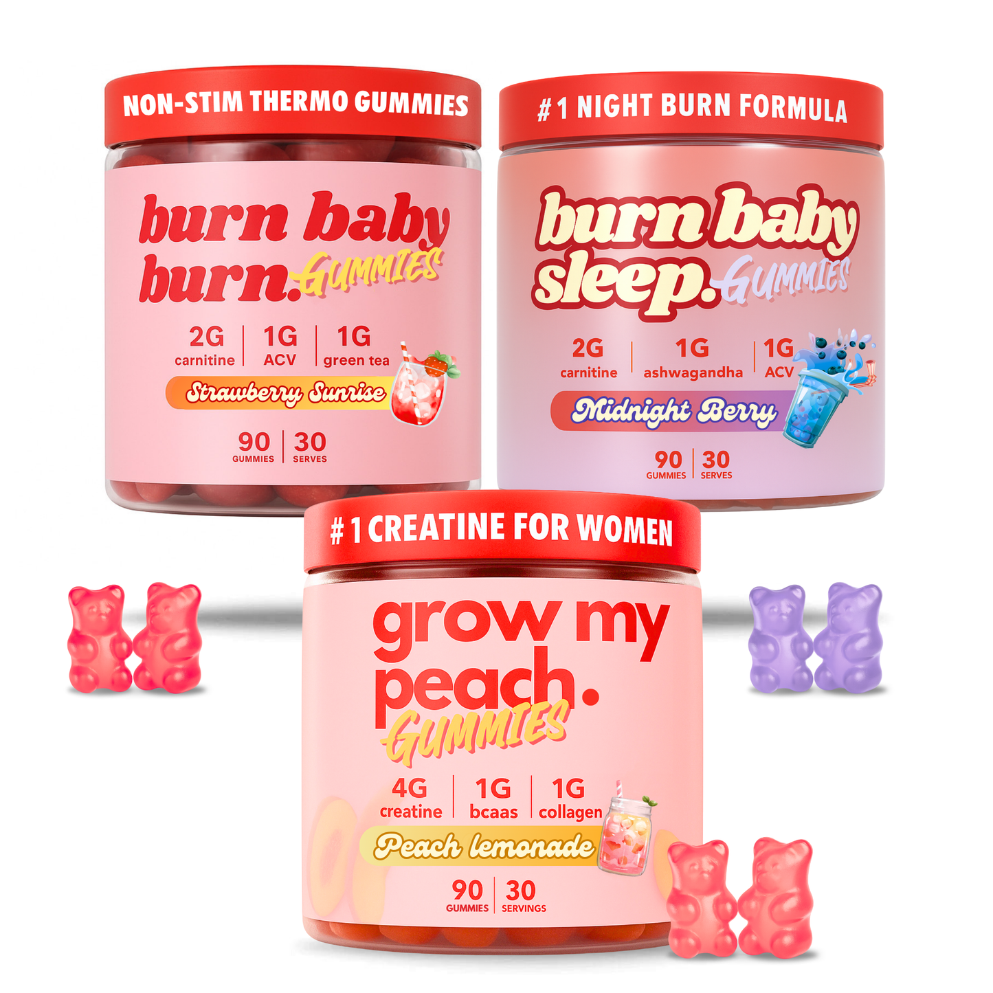 Women’s Gym Stack – Day Burn, Night Burn & Booty Builder Gummies