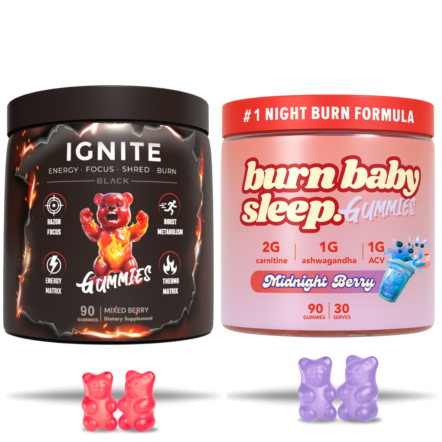 24h Burn Combo Ignite + Burn Baby Sleep – Day & Night Burn Gummies Twin Pack
