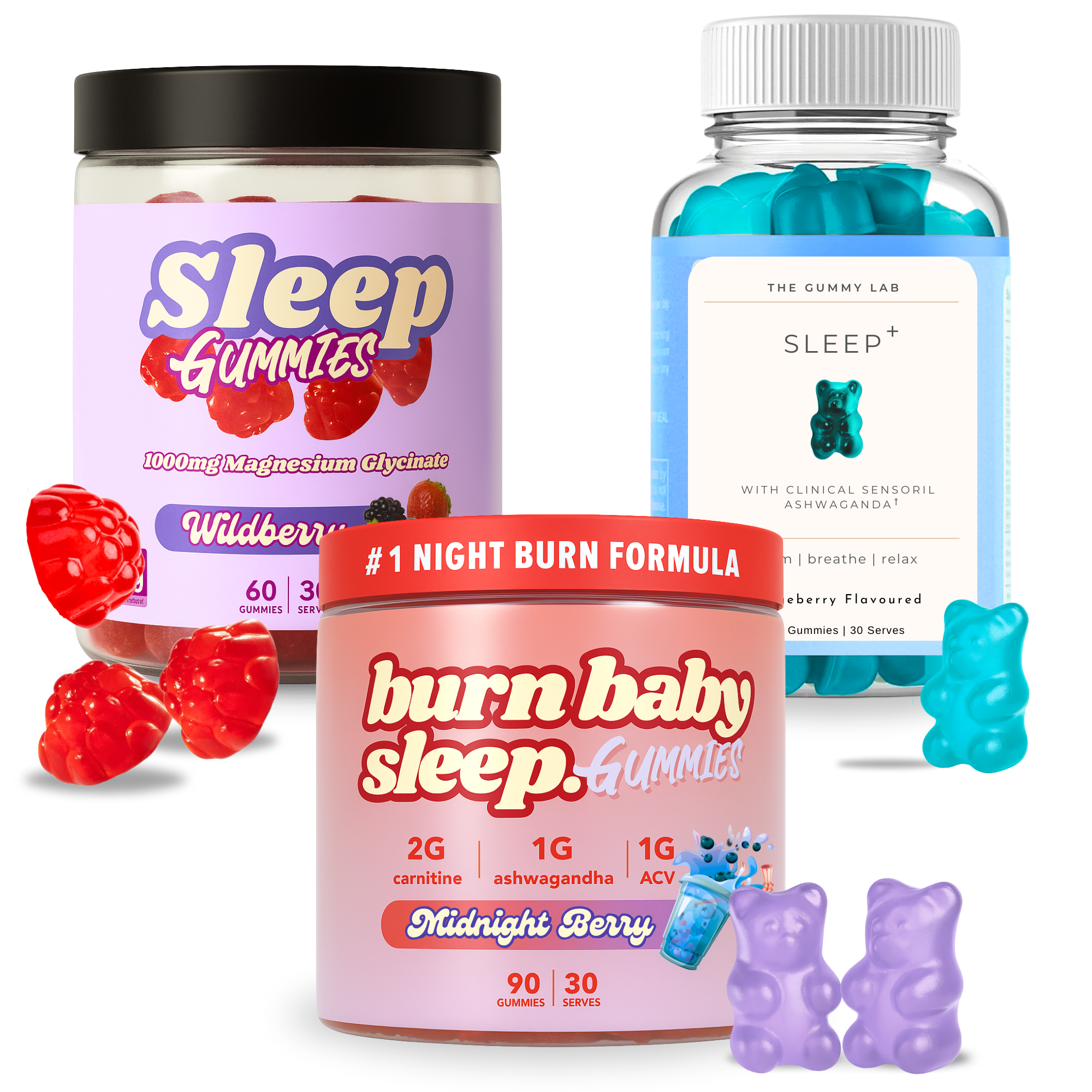 Complete Night Recovery Triple Stack – Magnesium + Sleep + Burn Baby Sleep Gummies
