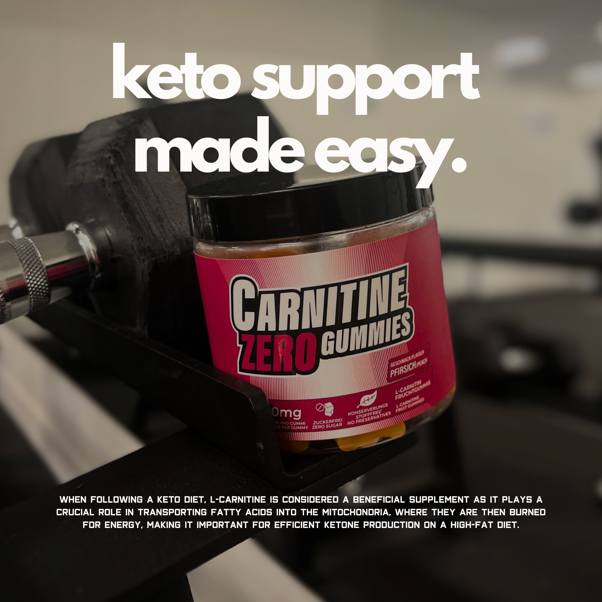 L-Carnitine Tartrate Gummies 1000mg German Engineered - Peach Flavour 90 Day Supply L-Carnitine Tartrate Gummies 1000mg German Engineered - Peach Flavour 90 Day Supply
