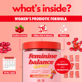 Feminine Balance Probiotic Gummies for Women with Cranberry