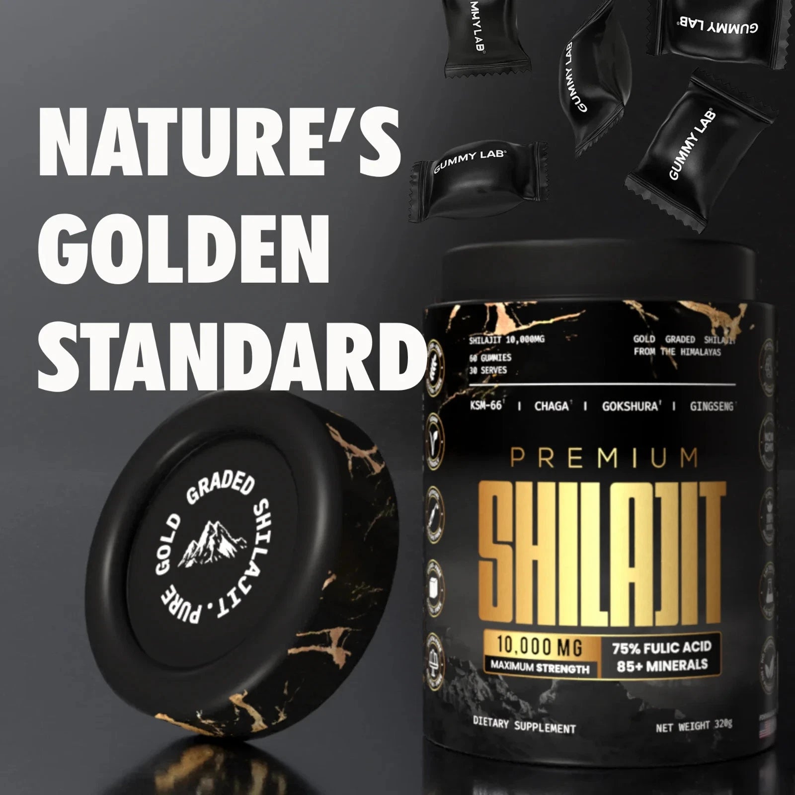 Shilajit Gold Gummies with Ashwagandha, Gokshura & more
